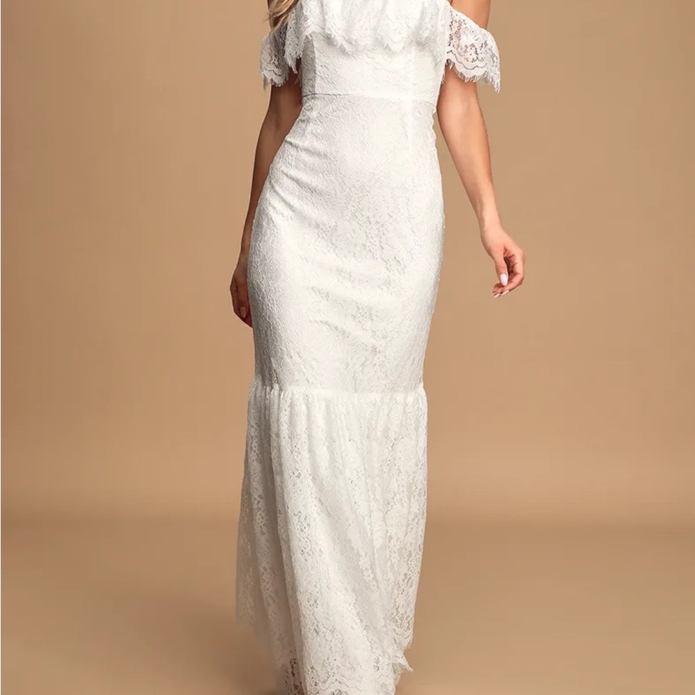 Elegant White Lace Off-Shoulder Dress